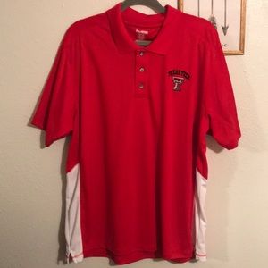 Red Polyester Collared Texas Tech Shirt